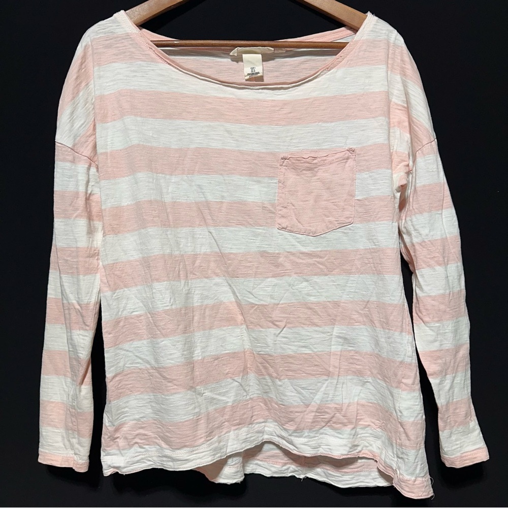 ❤️ 3/$20 ❤️ LOGG BY H&M | Pink & White Striped Long Sleeve Tee | L